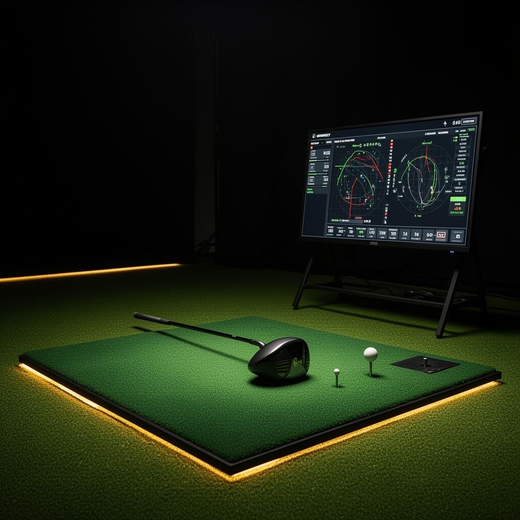 Golf club fitting station with launch monitor